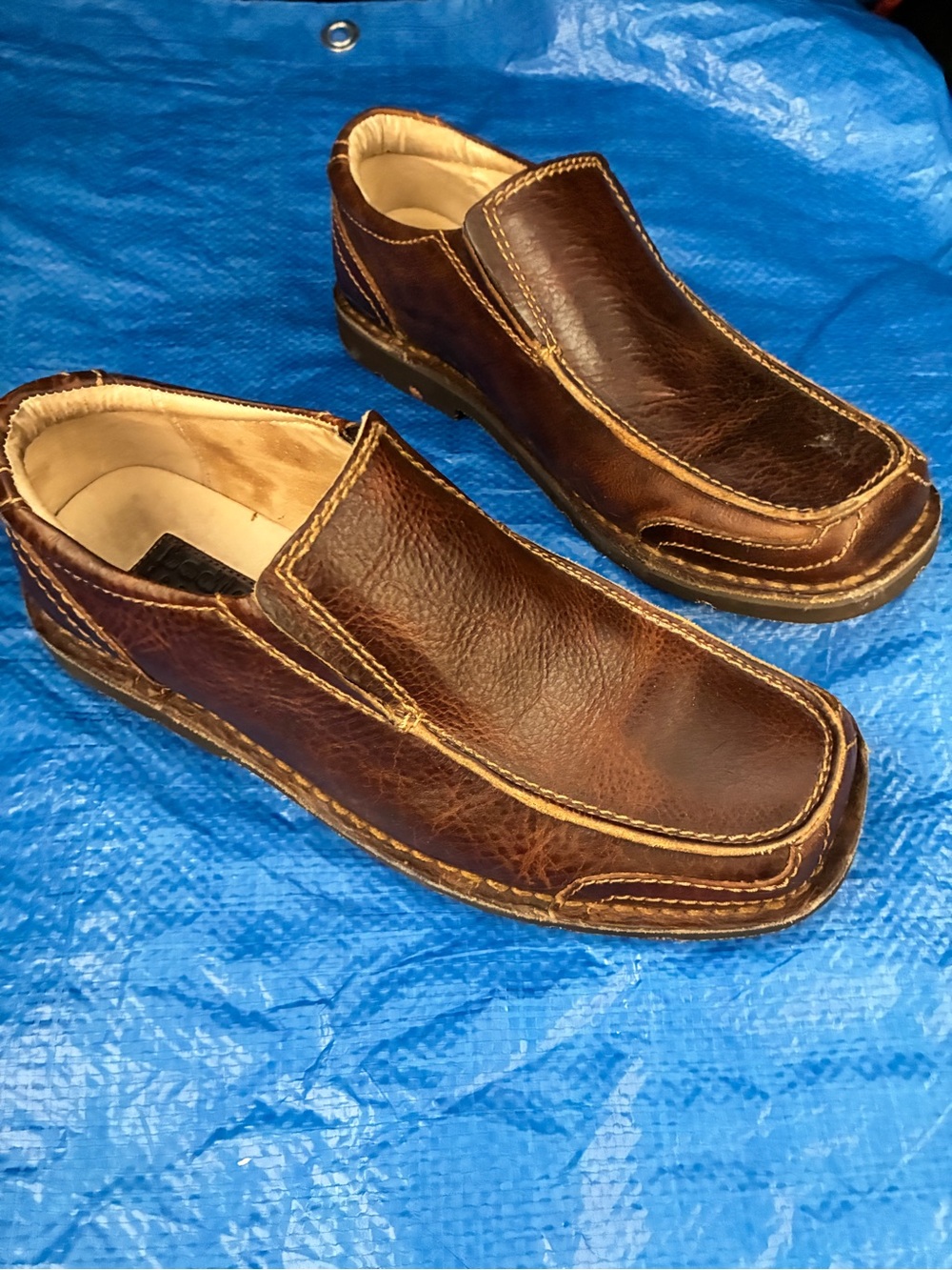 BED|STU Dark Brown Leather Slip-On Moccasin Loafers